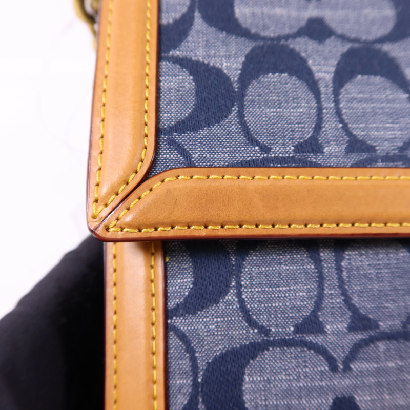 COACH 帆布/牛皮皮革Chain Shoulder Bag金扣鏈帶肩背袋-17