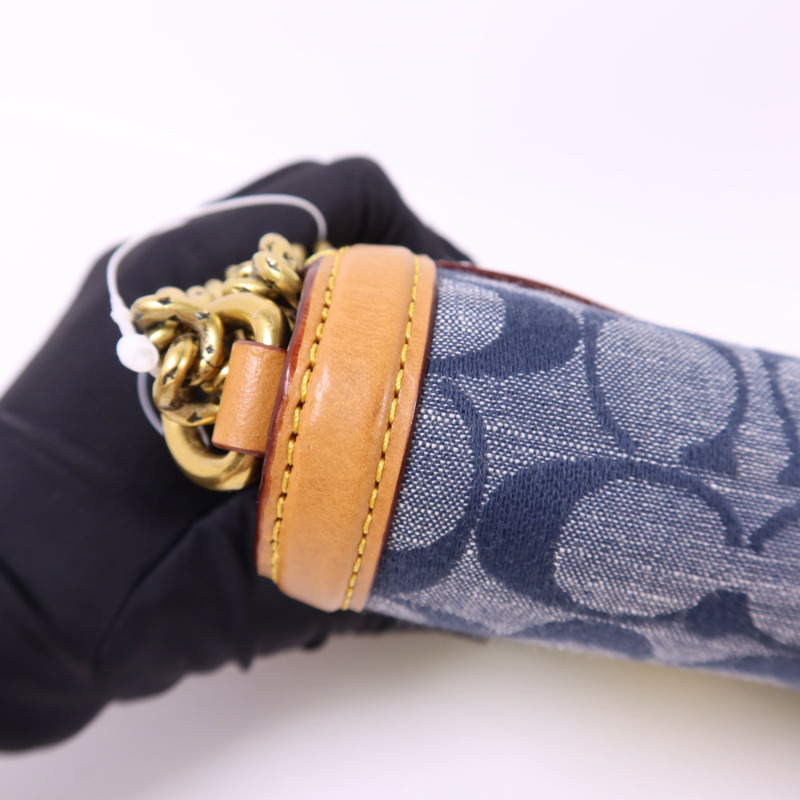 COACH 帆布/牛皮皮革Chain Shoulder Bag金扣鏈帶肩背袋-18