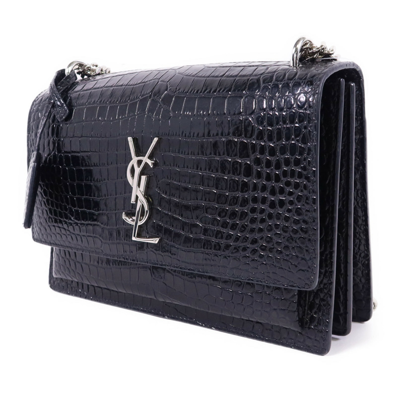 SAINT LAURENT 牛皮皮革Sunset Medium銀扣鏈帶肩背袋-2