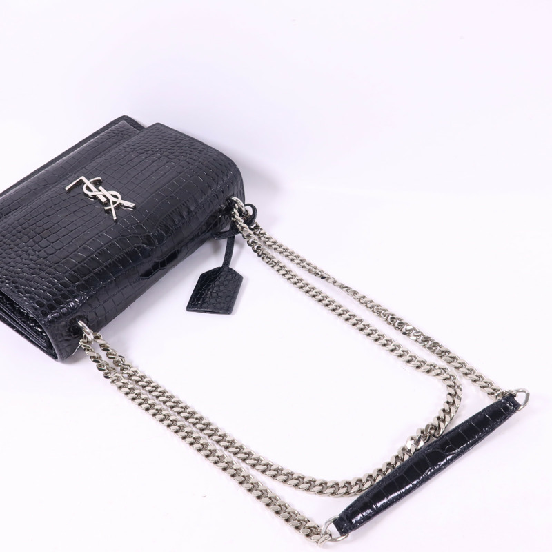 SAINT LAURENT 牛皮皮革Sunset Medium銀扣鏈帶肩背袋-4