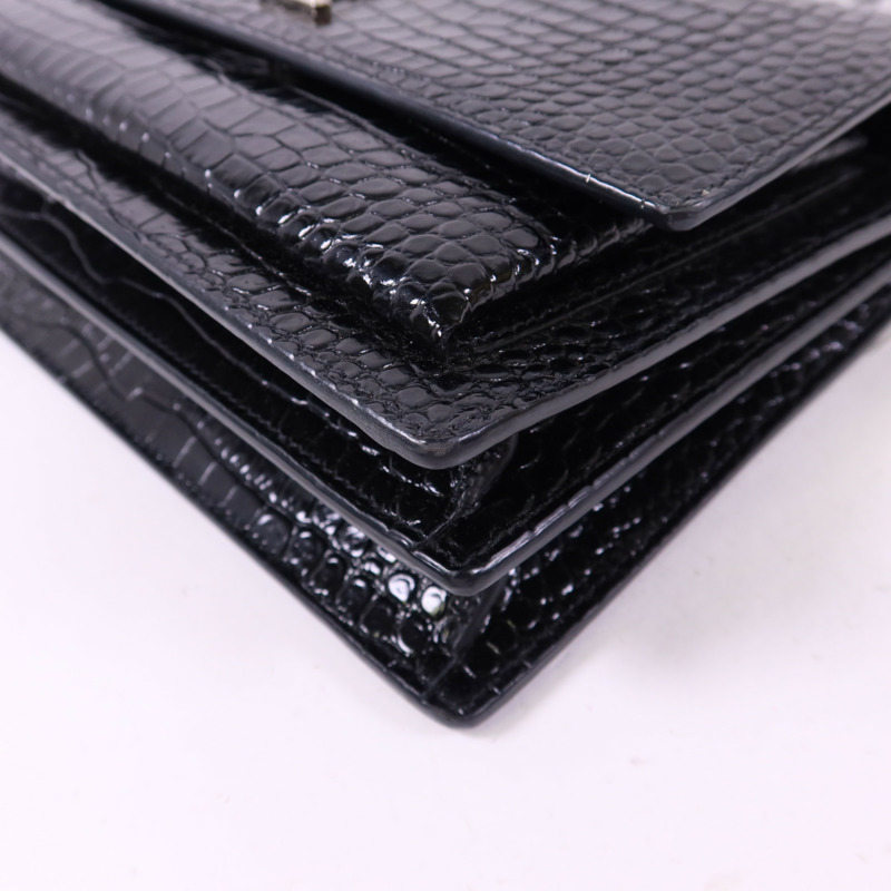 SAINT LAURENT 牛皮皮革Sunset Medium銀扣鏈帶肩背袋-13