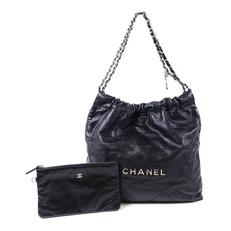 CHANEL 牛皮皮革Chanel 22 Small金扣鏈帶肩背袋-1