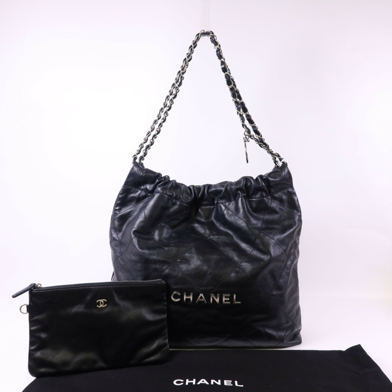 CHANEL 牛皮皮革Chanel 22 Small金扣鏈帶肩背袋-21