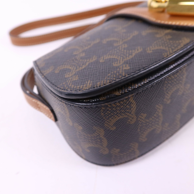 CELINE 塗層帆布Clutch On Strap Bag金扣手挽肩背兩用袋-15