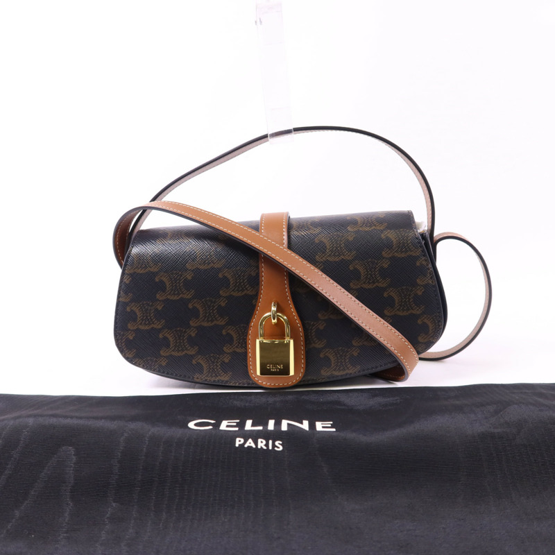 CELINE 塗層帆布Clutch On Strap Bag金扣手挽肩背兩用袋-19