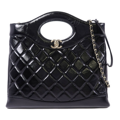 CHANEL 牛皮皮革Mini 31金扣手挽肩背兩用袋