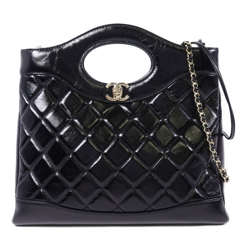 CHANEL 牛皮皮革Mini 31金扣手挽肩背兩用袋-0