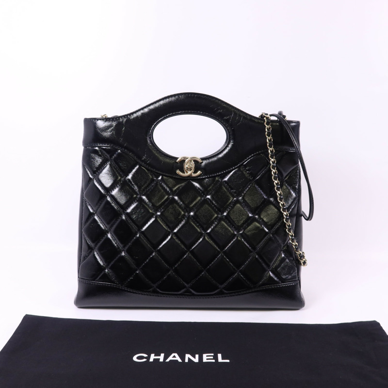 CHANEL 牛皮皮革Mini 31金扣手挽肩背兩用袋-13