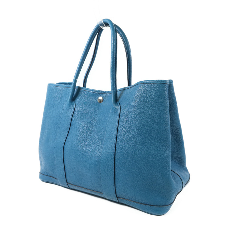 HERMES Negonda皮革Garden Party PM銀扣手挽袋Turquoise-2