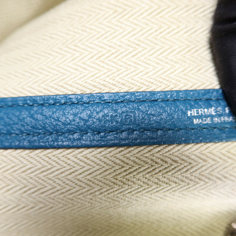 HERMES Negonda皮革Garden Party PM銀扣手挽袋Turquoise-7