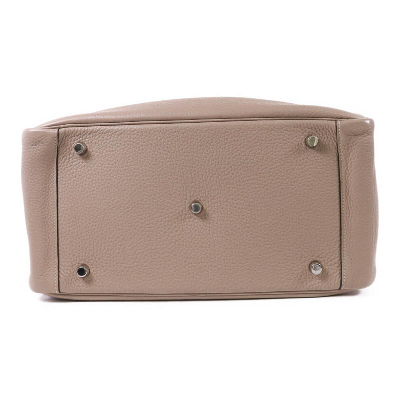 HERMES Clemence皮革Lindy 34銀扣手挽肩背兩用袋Gris Tourterelle-3