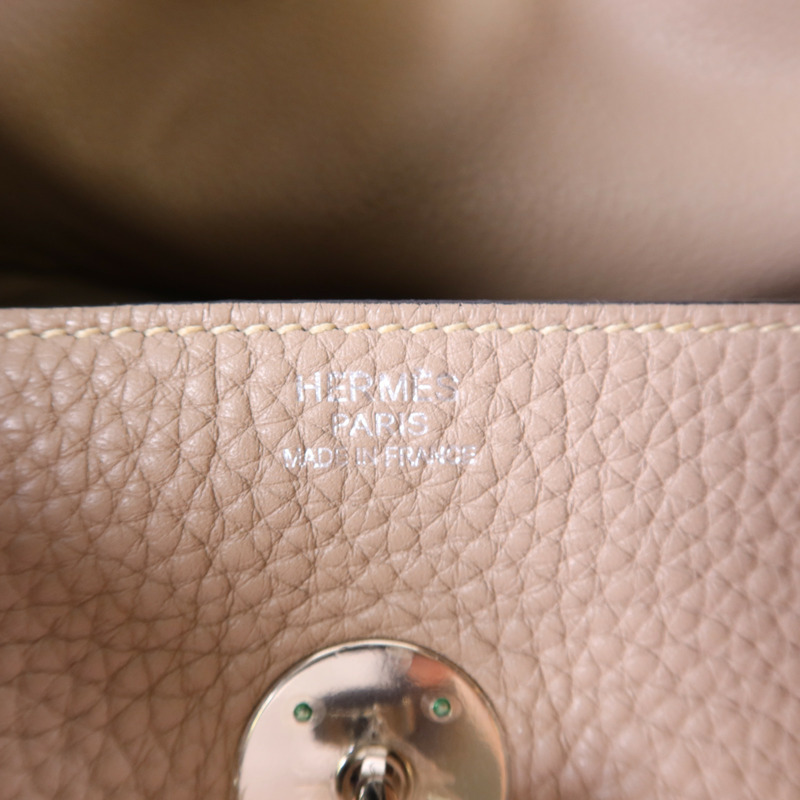 HERMES Clemence皮革Lindy 34銀扣手挽肩背兩用袋Gris Tourterelle-6