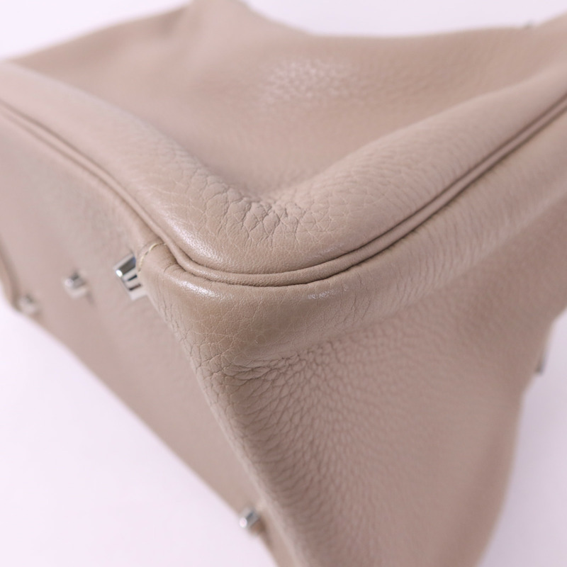 HERMES Clemence皮革Lindy 34銀扣手挽肩背兩用袋Gris Tourterelle-11
