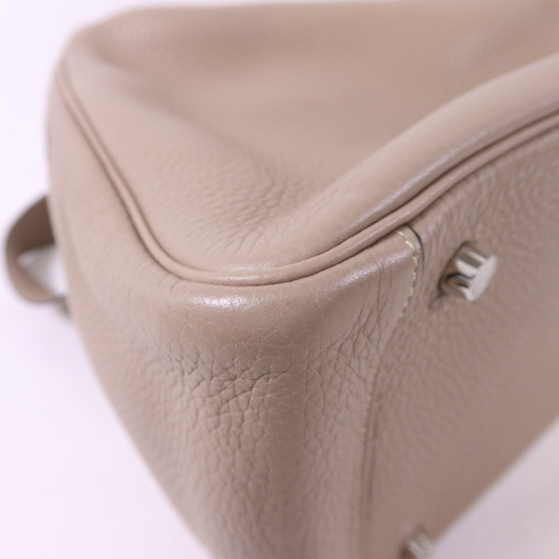 HERMES Clemence皮革Lindy 34銀扣手挽肩背兩用袋Gris Tourterelle-12