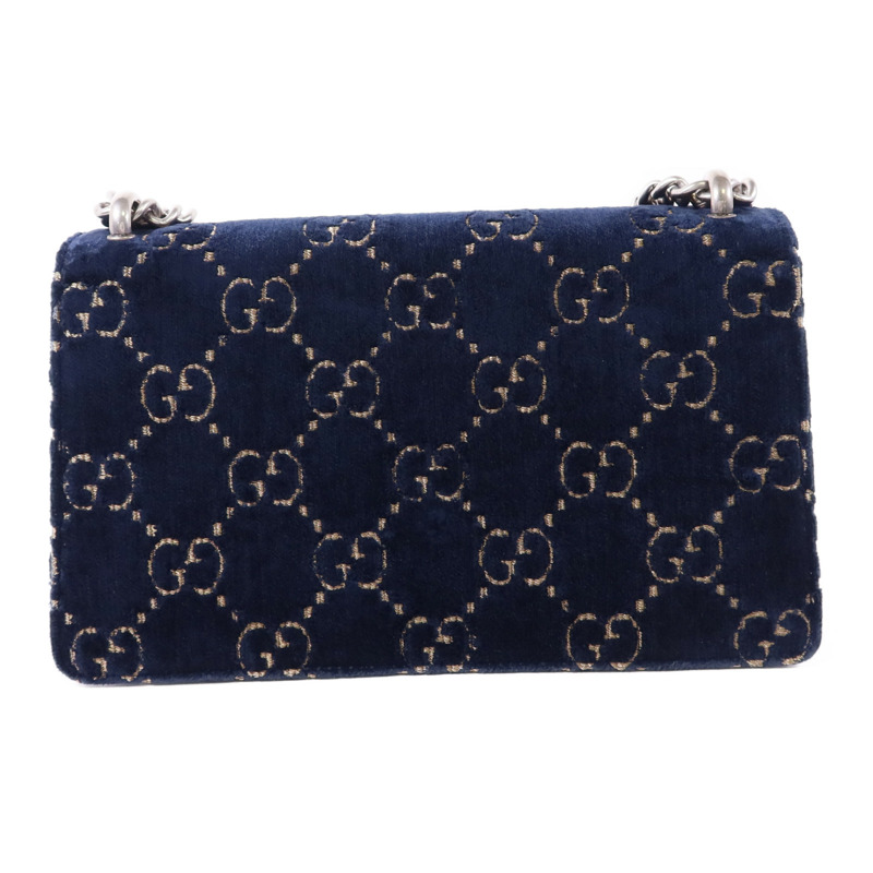 GUCCI 天鵝絨Dionysus Shoulder Bag銀扣鏈帶肩背袋-1