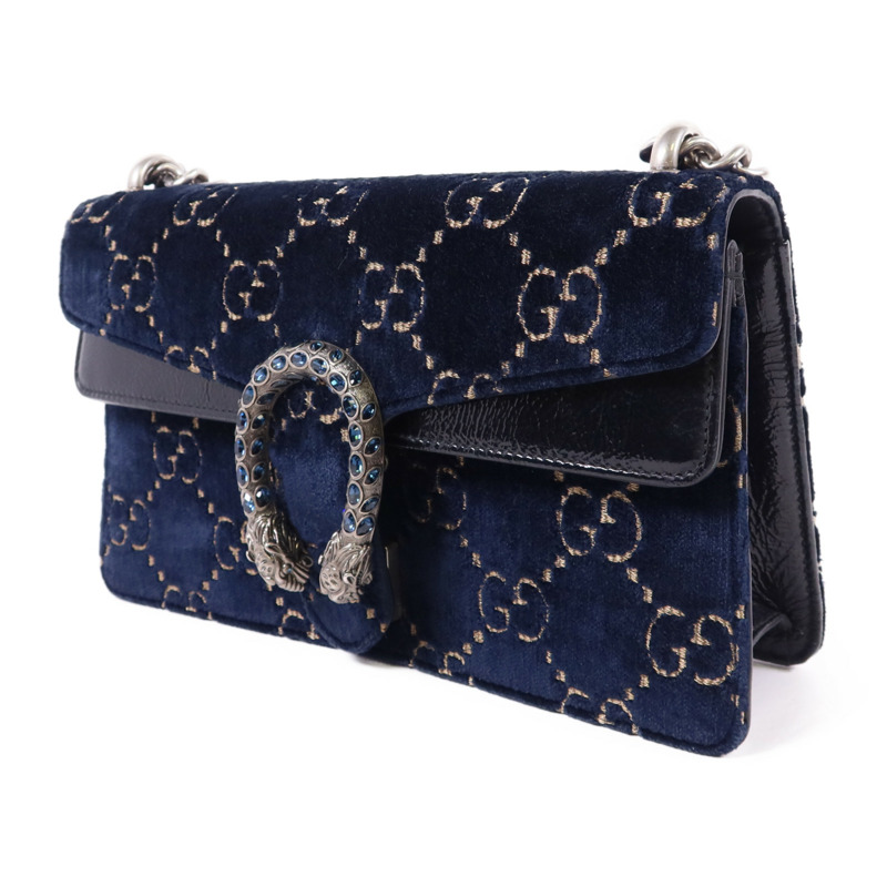 GUCCI 天鵝絨Dionysus Shoulder Bag銀扣鏈帶肩背袋-2