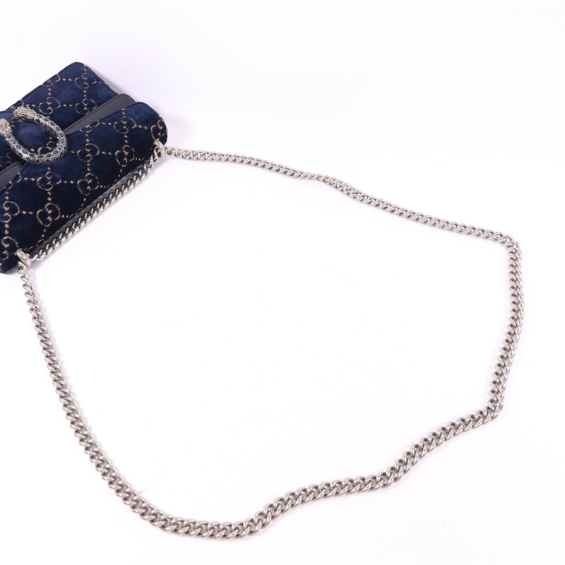 GUCCI 天鵝絨Dionysus Shoulder Bag銀扣鏈帶肩背袋-5