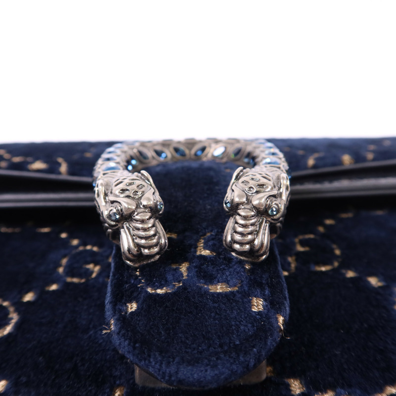 GUCCI 天鵝絨Dionysus Shoulder Bag銀扣鏈帶肩背袋-14