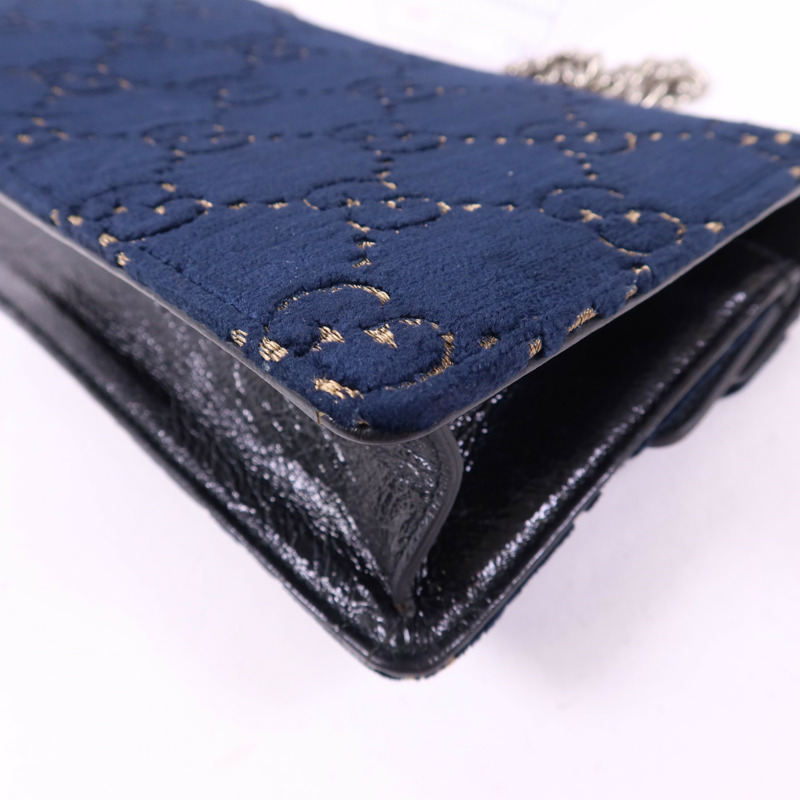 GUCCI 天鵝絨Dionysus Shoulder Bag銀扣鏈帶肩背袋-15