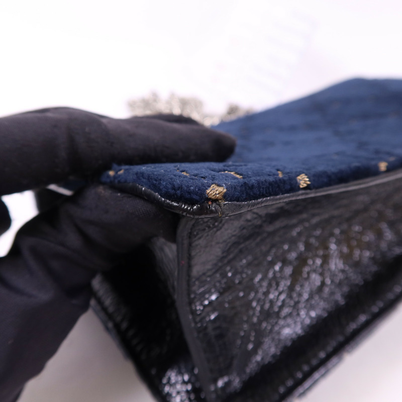 GUCCI 天鵝絨Dionysus Shoulder Bag銀扣鏈帶肩背袋-16