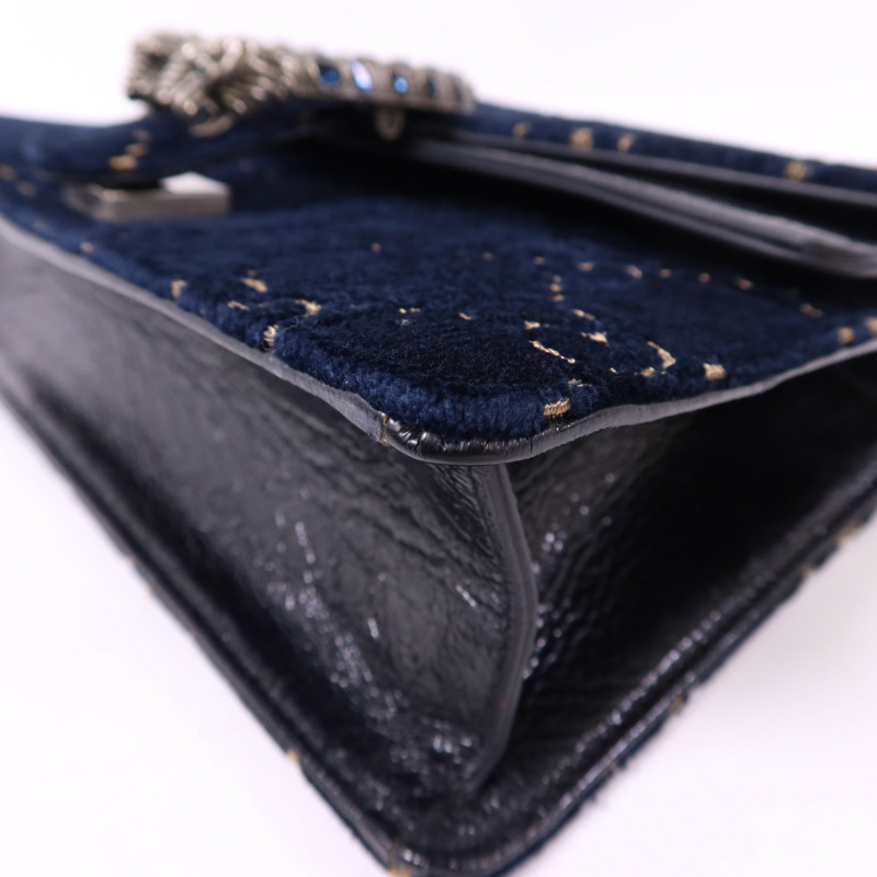 GUCCI 天鵝絨Dionysus Shoulder Bag銀扣鏈帶肩背袋-17