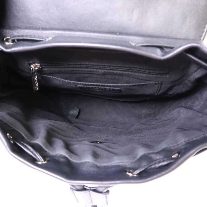 CHANEL 羊皮皮革Backpack銀扣背包-5