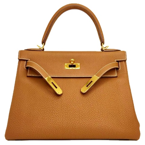 ［4539］Hermès 愛馬仕 Kelly 28 金棕色 手提包 TOGO皮 金扣