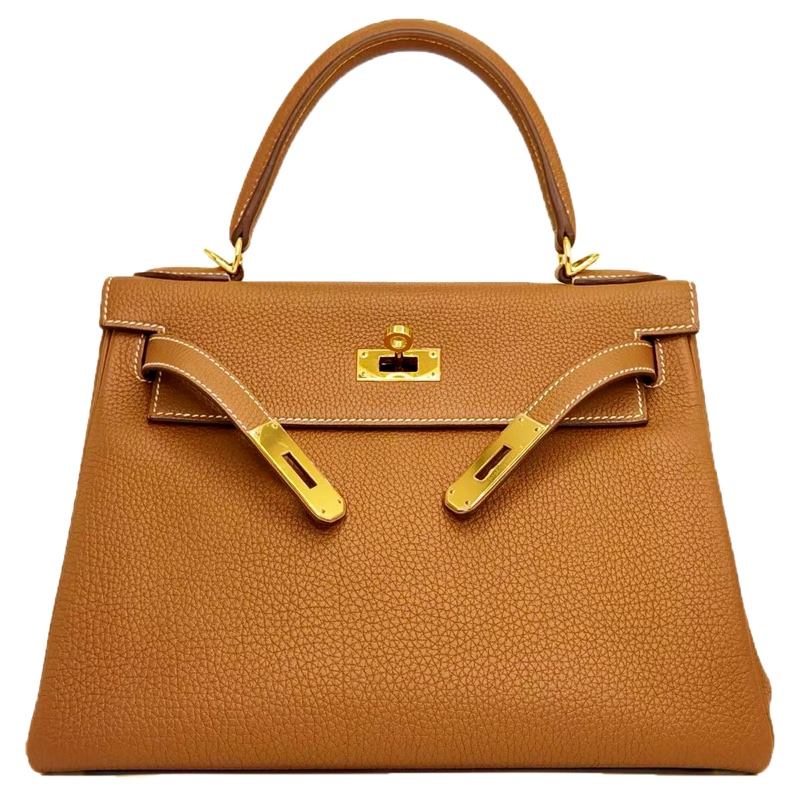 ［4539］Hermès 愛馬仕 Kelly 28 金棕色 手提包 TOGO皮 金扣-0