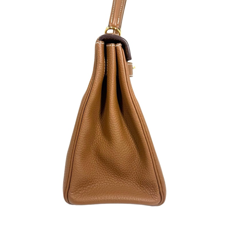 ［4539］Hermès 愛馬仕 Kelly 28 金棕色 手提包 TOGO皮 金扣-3