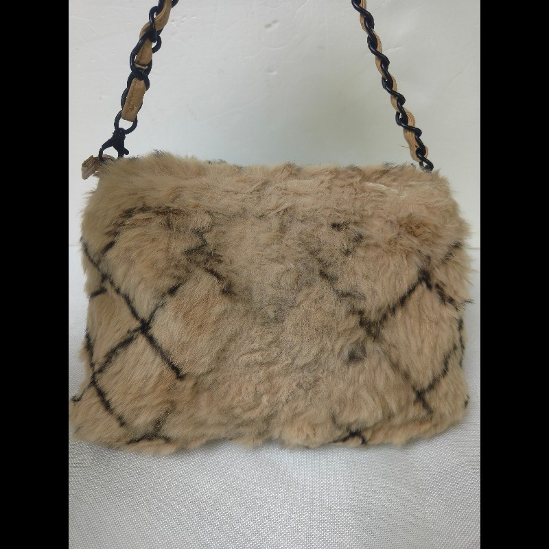 ㊣✨CHANEL✨（贈背帶）香奈兒 老香 小香 奶茶色 毛毛 異材質 稀有 毛毛包 手提包 腋下包 肩背包/二手包/二手精品🌳二手樹屋🌳-3