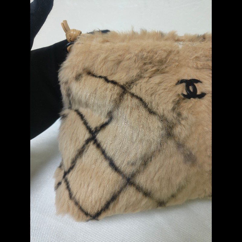 ㊣✨CHANEL✨（贈背帶）香奈兒 老香 小香 奶茶色 毛毛 異材質 稀有 毛毛包 手提包 腋下包 肩背包/二手包/二手精品🌳二手樹屋🌳-9