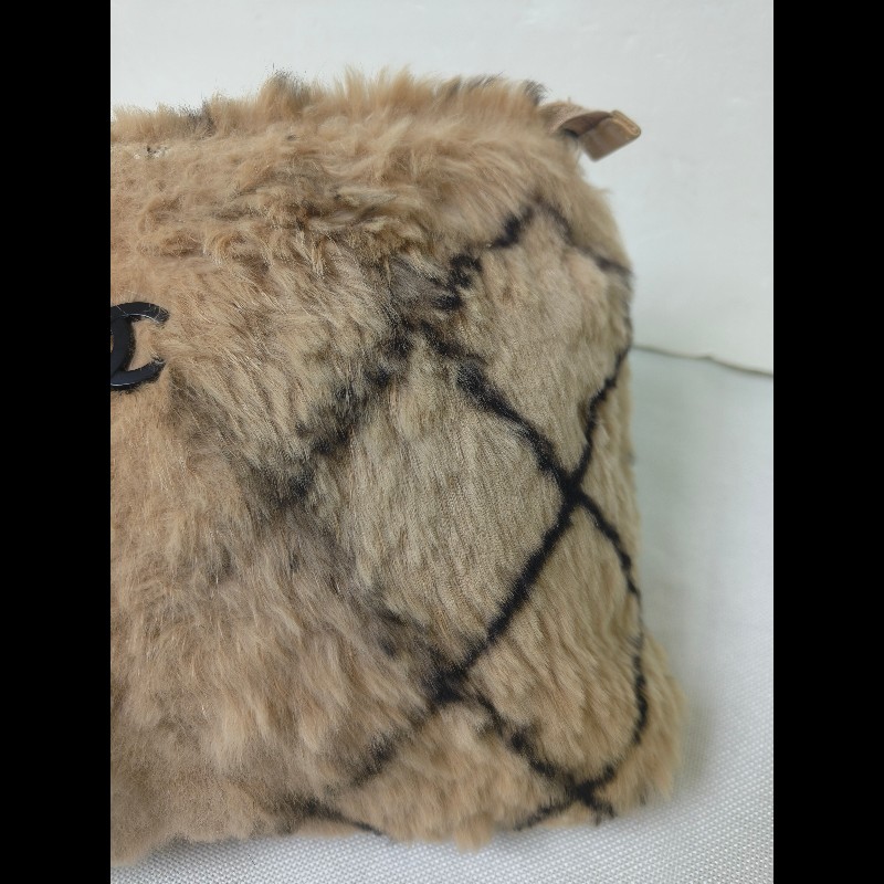 ㊣✨CHANEL✨（贈背帶）香奈兒 老香 小香 奶茶色 毛毛 異材質 稀有 毛毛包 手提包 腋下包 肩背包/二手包/二手精品🌳二手樹屋🌳-10