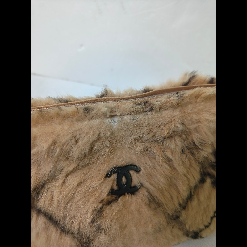 ㊣✨CHANEL✨（贈背帶）香奈兒 老香 小香 奶茶色 毛毛 異材質 稀有 毛毛包 手提包 腋下包 肩背包/二手包/二手精品🌳二手樹屋🌳-11