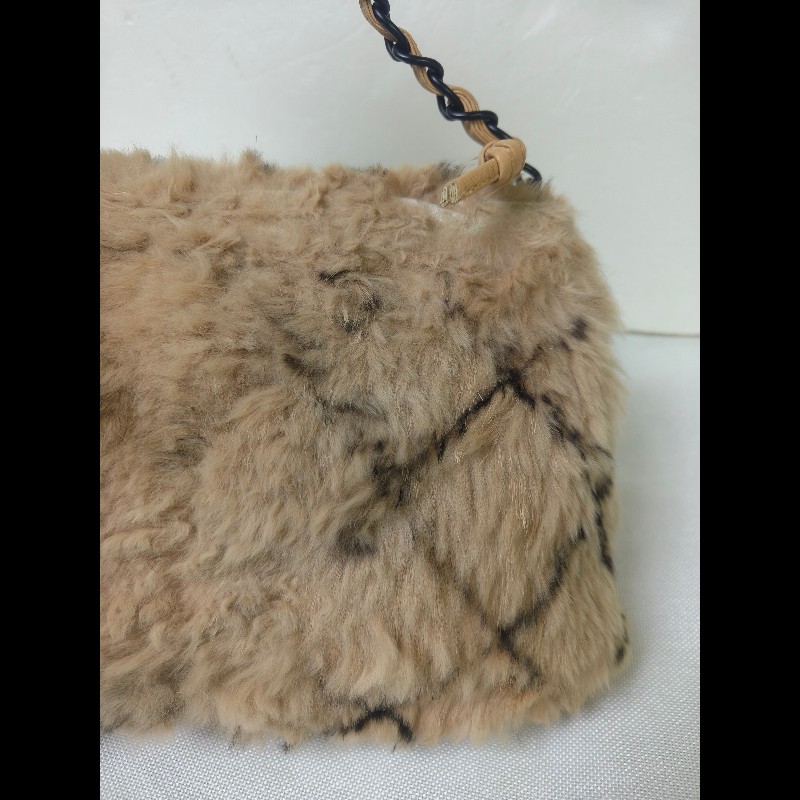 ㊣✨CHANEL✨（贈背帶）香奈兒 老香 小香 奶茶色 毛毛 異材質 稀有 毛毛包 手提包 腋下包 肩背包/二手包/二手精品🌳二手樹屋🌳-13