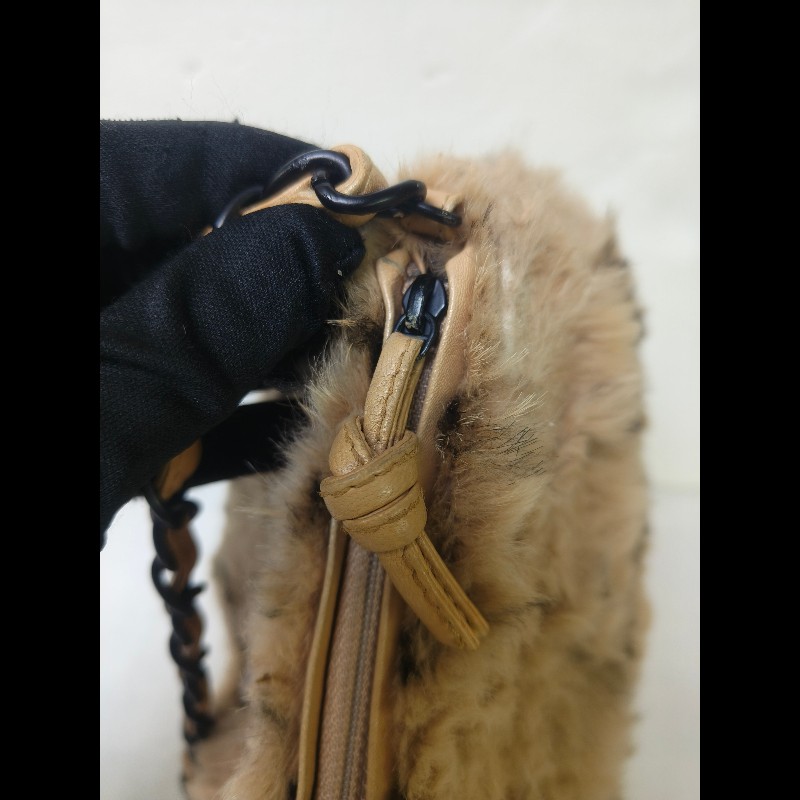 ㊣✨CHANEL✨（贈背帶）香奈兒 老香 小香 奶茶色 毛毛 異材質 稀有 毛毛包 手提包 腋下包 肩背包/二手包/二手精品🌳二手樹屋🌳-15