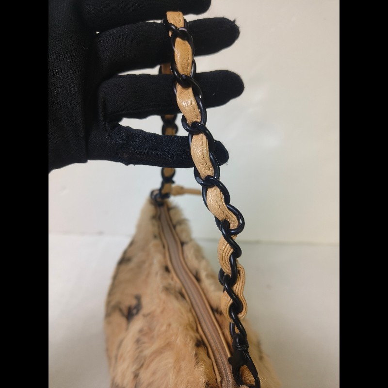 ㊣✨CHANEL✨（贈背帶）香奈兒 老香 小香 奶茶色 毛毛 異材質 稀有 毛毛包 手提包 腋下包 肩背包/二手包/二手精品🌳二手樹屋🌳-17