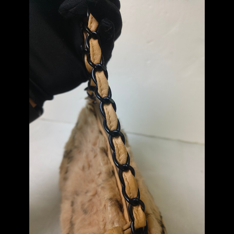 ㊣✨CHANEL✨（贈背帶）香奈兒 老香 小香 奶茶色 毛毛 異材質 稀有 毛毛包 手提包 腋下包 肩背包/二手包/二手精品🌳二手樹屋🌳-18