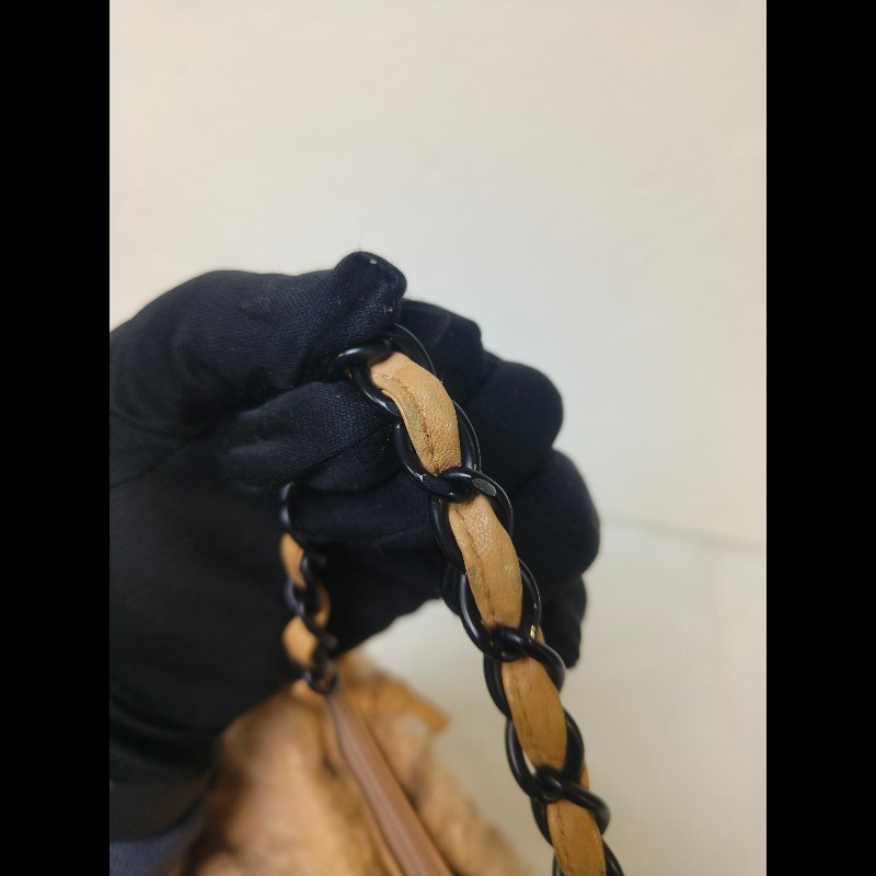 ㊣✨CHANEL✨（贈背帶）香奈兒 老香 小香 奶茶色 毛毛 異材質 稀有 毛毛包 手提包 腋下包 肩背包/二手包/二手精品🌳二手樹屋🌳-20