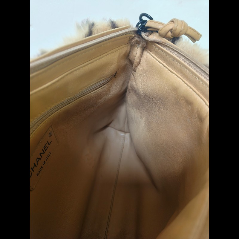 ㊣✨CHANEL✨（贈背帶）香奈兒 老香 小香 奶茶色 毛毛 異材質 稀有 毛毛包 手提包 腋下包 肩背包/二手包/二手精品🌳二手樹屋🌳-24