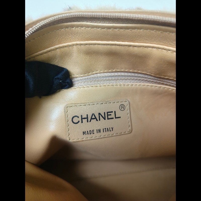 ㊣✨CHANEL✨（贈背帶）香奈兒 老香 小香 奶茶色 毛毛 異材質 稀有 毛毛包 手提包 腋下包 肩背包/二手包/二手精品🌳二手樹屋🌳-26
