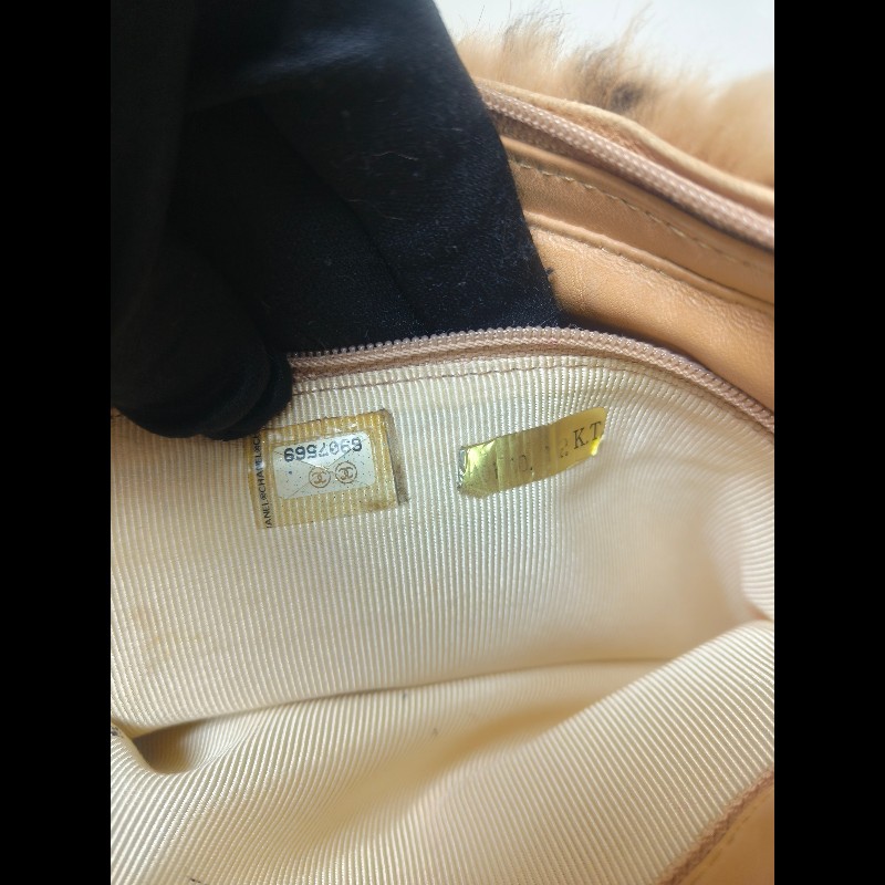 ㊣✨CHANEL✨（贈背帶）香奈兒 老香 小香 奶茶色 毛毛 異材質 稀有 毛毛包 手提包 腋下包 肩背包/二手包/二手精品🌳二手樹屋🌳-31