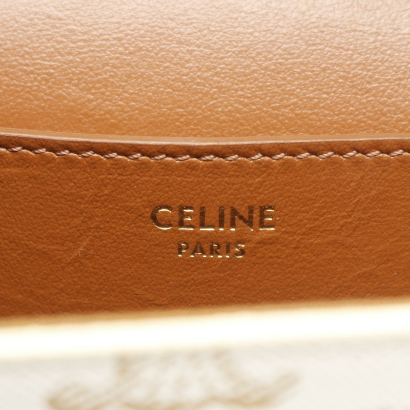 CELINE Tabou Triomphe 兩用手拿包/肩包，帆布皮革材質，米棕色，二手-3