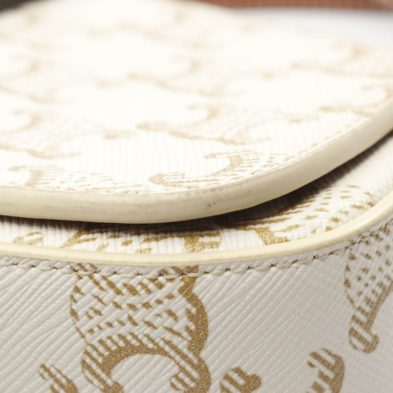 CELINE Tabou Triomphe 兩用手拿包/肩包，帆布皮革材質，米棕色，二手-7