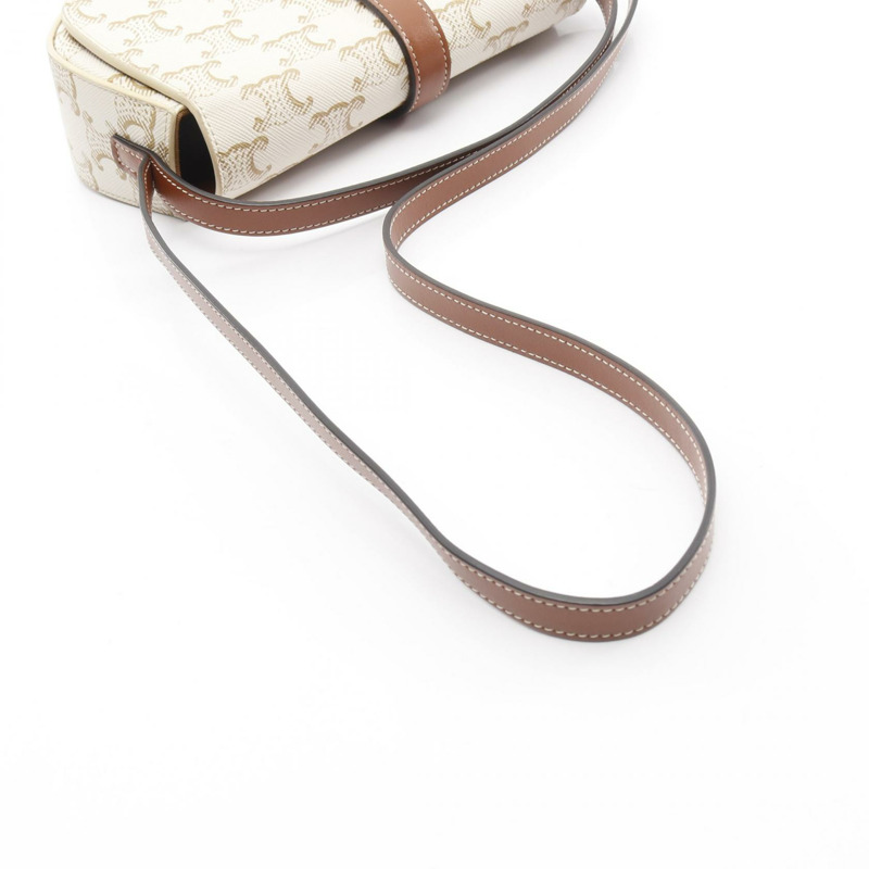 CELINE Tabou Triomphe 兩用手拿包/肩包，帆布皮革材質，米棕色，二手-8