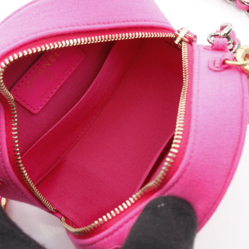 香奈兒 COCO 標誌圓形迷你鏈條肩包，粉紅色，二手，斜背包，女士款-2
