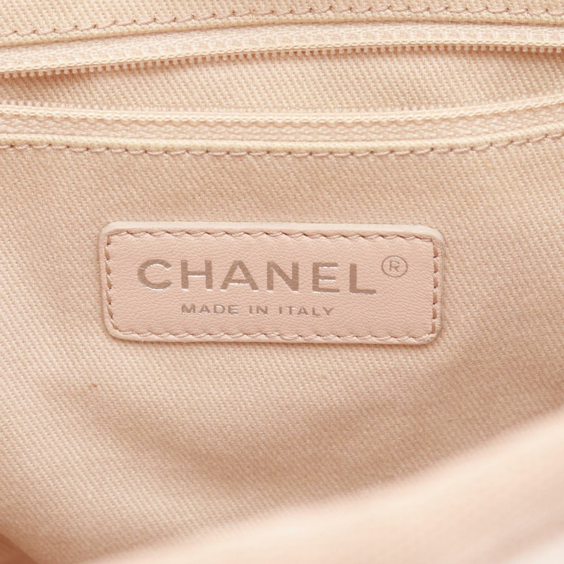 香奈兒 Deauville PM 鏈條肩背包 帆布皮革 粉紅色 二手 女士 SHW-3