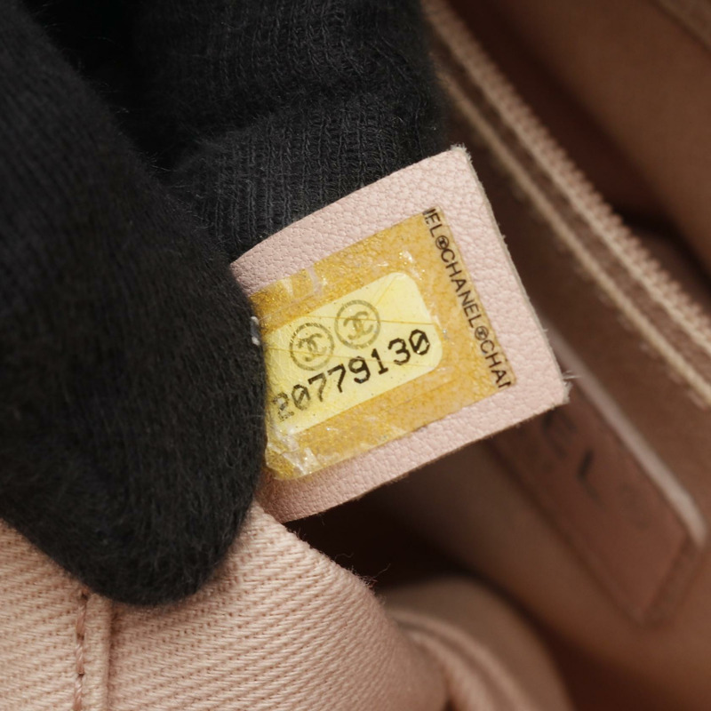 香奈兒 Deauville PM 鏈條肩背包 帆布皮革 粉紅色 二手 女士 SHW-4