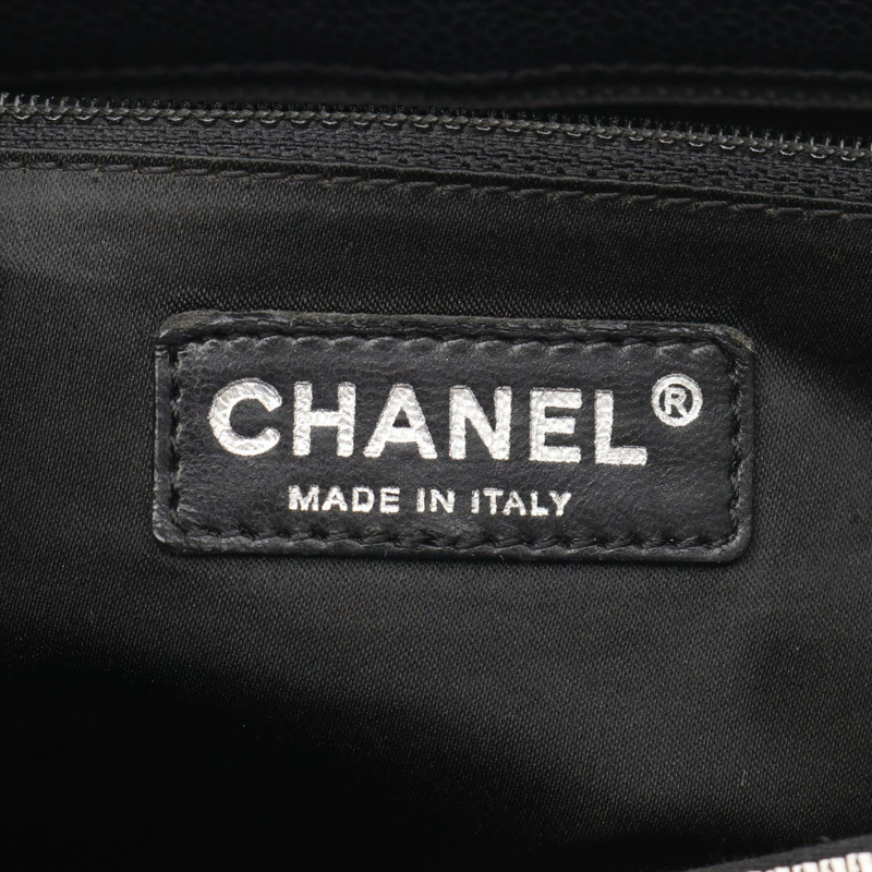 香奈兒 (CHANEL) Matelasse Grand Shopping GST 鏈條手提包，黑色皮革，二手女士 CC-3