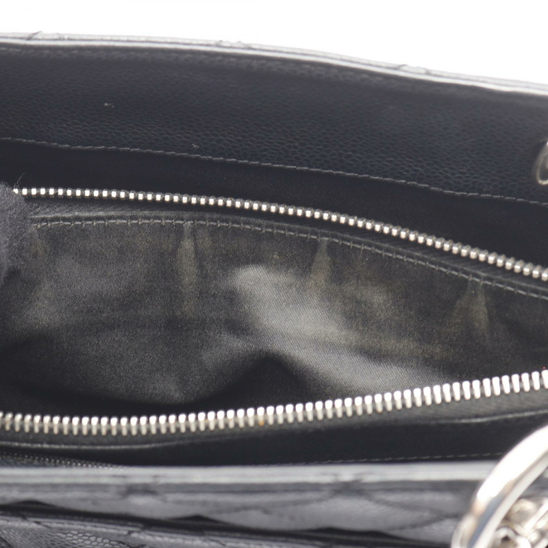 香奈兒 (CHANEL) Matelasse Grand Shopping GST 鏈條手提包，黑色皮革，二手女士 CC-6