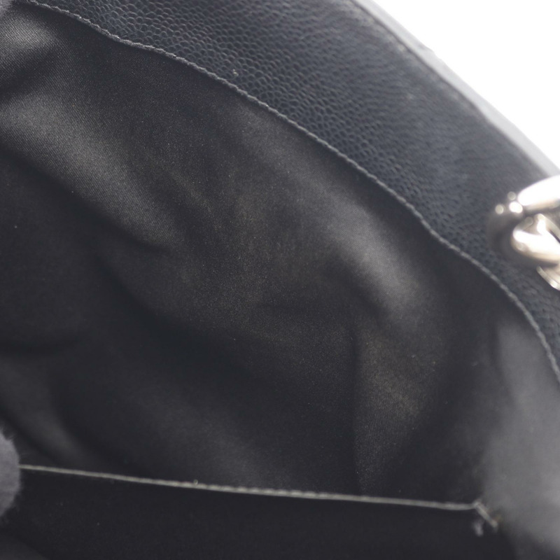 香奈兒 (CHANEL) Matelasse Grand Shopping GST 鏈條手提包，黑色皮革，二手女士 CC-7